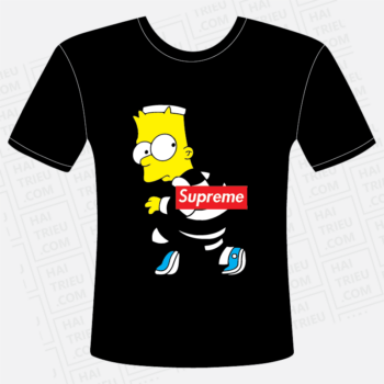 ao thun dong phuc supreme mau den mat truoc
