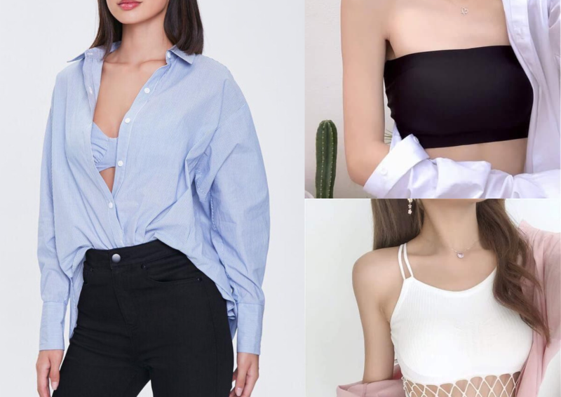 Bralette phoi cung ao so mi