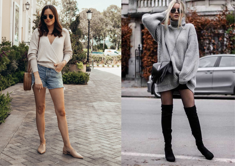 ao sweater mac voi quan short