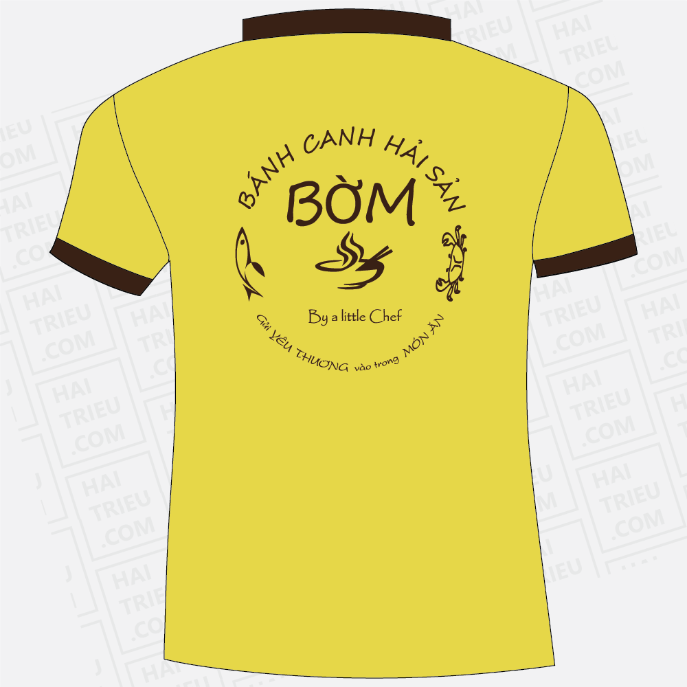 ao thun nhan vien banh canh hai san bom