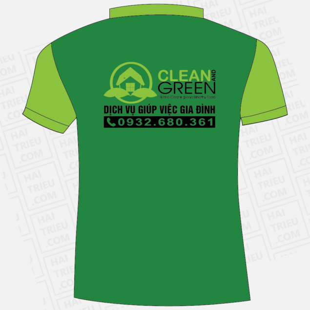 ao thun nhan vien clean and green home cleaning and healthy food
